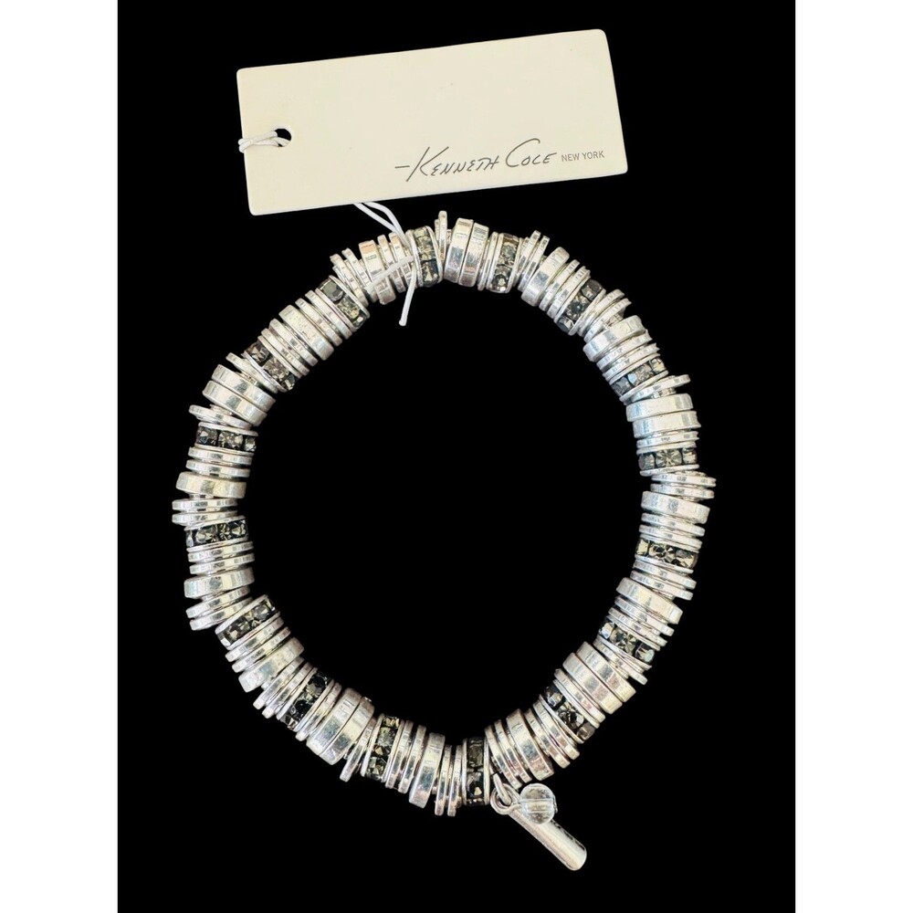 KENNETH COLE New York Silver Tone Textured Bead Bracelet NEW WITH TAG